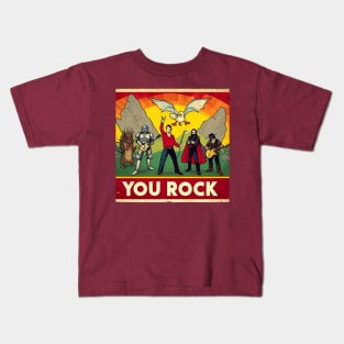 "You Rock" poster with some improbable characters Kids T-Shirt